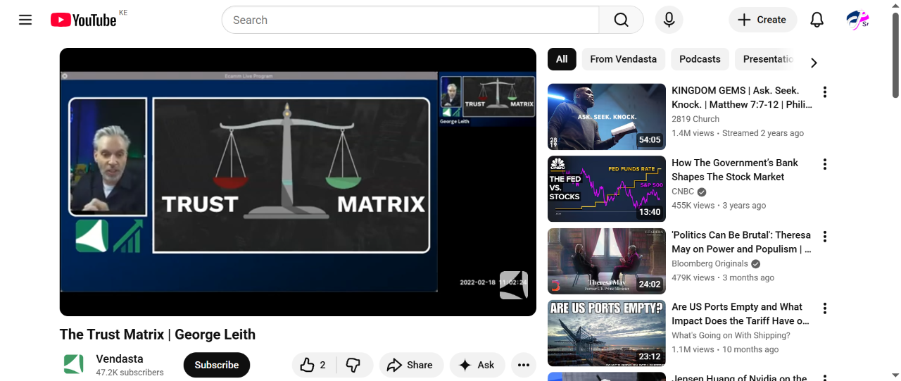 George Leith presenting the Trust Matrix framework showing a balanced scale between trust and fear